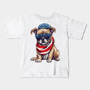 Patriotic Dog, 4th of July Design Kids T-Shirt